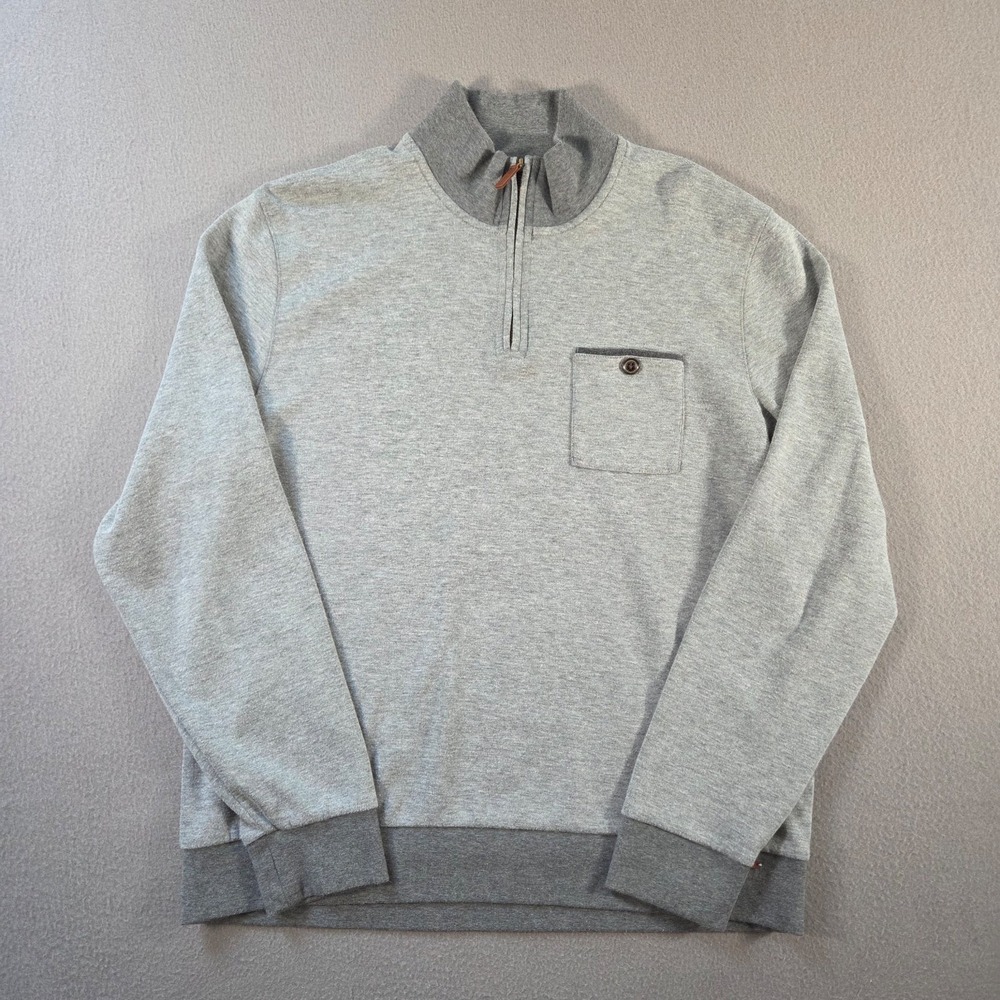 Ted Baker London Sweater Mens 6 XL Grey 1/4 Zip Pullover Fleece Sweatshirt